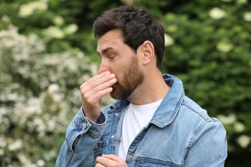 man with allergies and prosthetic eyes